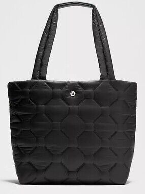 Lululemon Quilted Quilty Pleasures Black And Silver Tote Travel Bag 12L